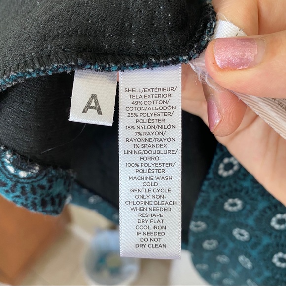 Loft Green Black Patterned Knit Dress - Picture 4 of 5